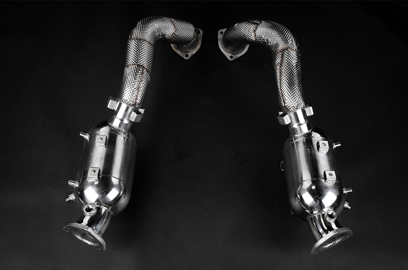 Porsche 718 GT4RS - SET: Valved Muffler, 100 Cell OPF Replacement, Performance Headers + Wicrom Tips