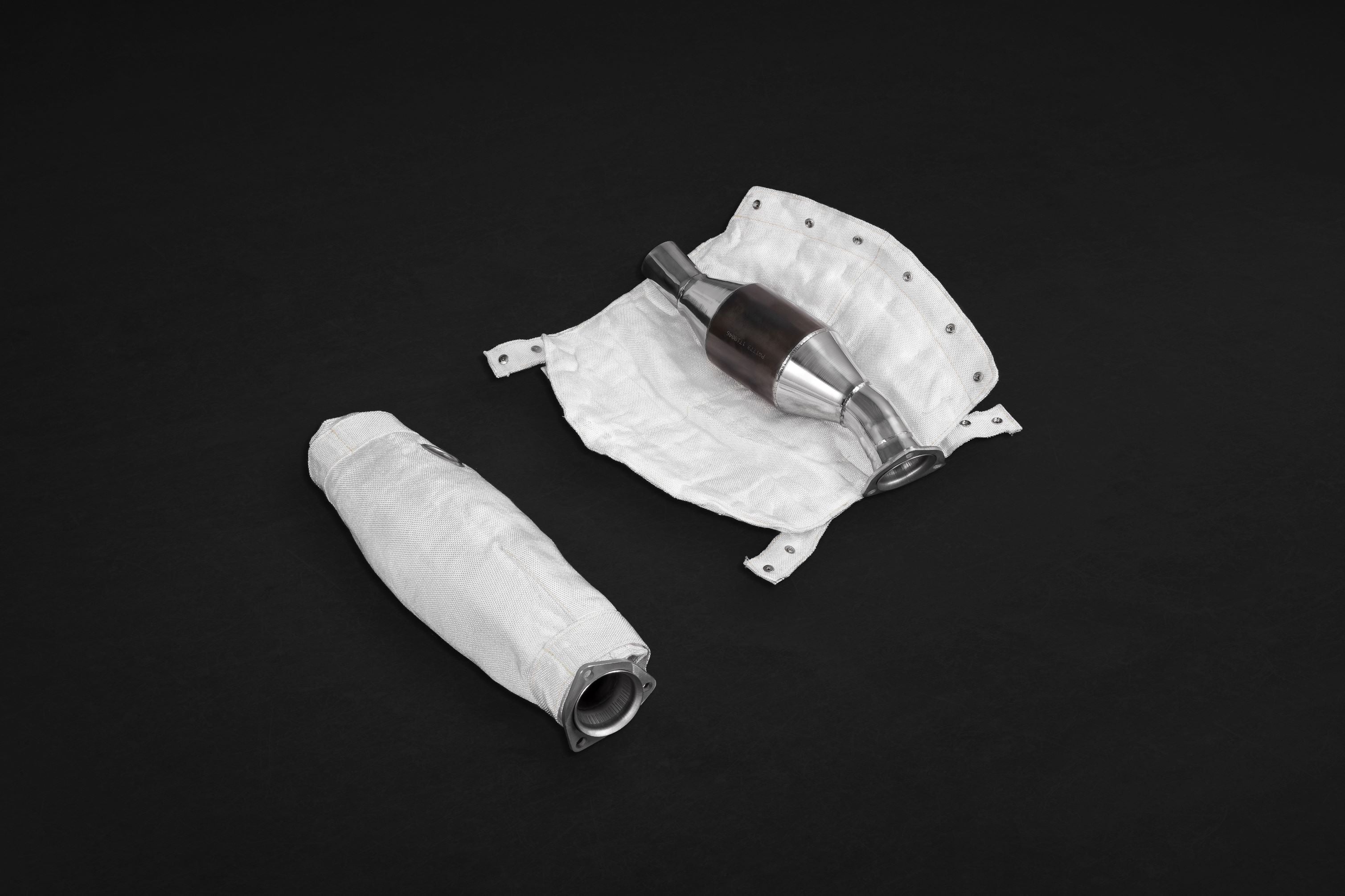 Ferrari F430 Scuderia/16M - Valved Exhaust, 250 Cell Sport Cats + Heat Protection