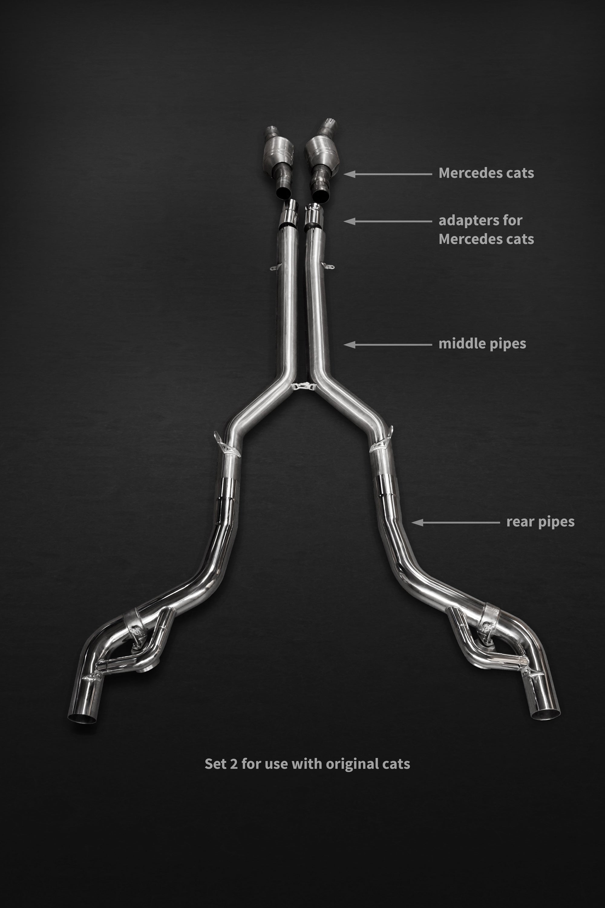 Mercedes AMG GT/S/C - Valved Exhaust + MidPipes (incl. Cat Delete/OEM Cat Adapters) (CES3)