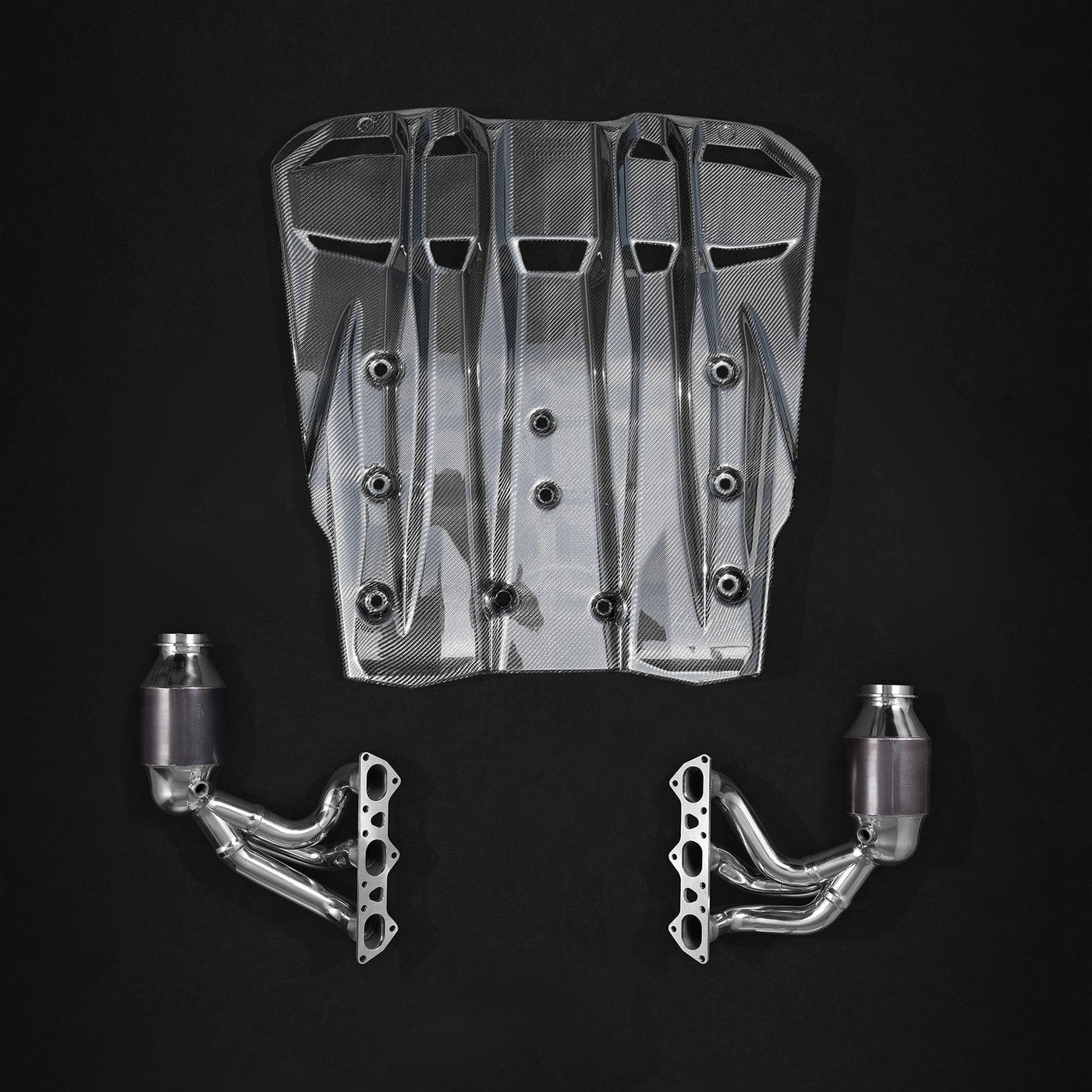 Porsche 991.2 GT3RS - Headers, 250 Cell Sport Cats + Carbon Engine Cover
