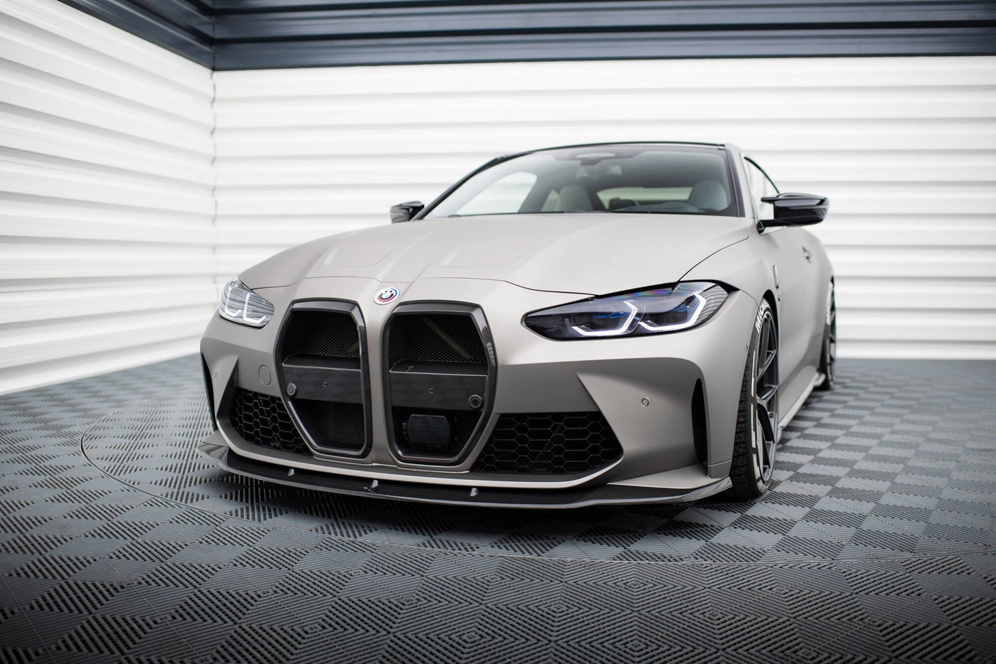 BMW M3 (G80) / M4 (G82) Carbon Fiber Front Splitter V3 — vehicle view