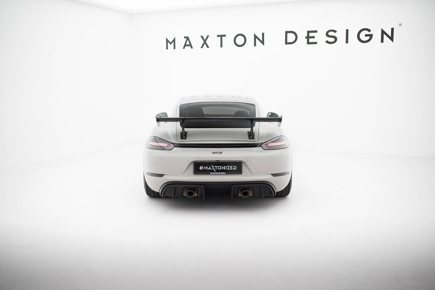 Porsche 718 Cayman Carbon Rear Wing — Internal Bracket Mount — vehicle view (V2)