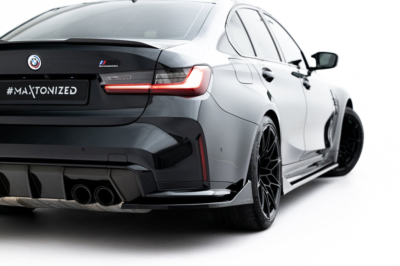 BMW M3 (G80) Rear Side Splitters V5 — vehicle view