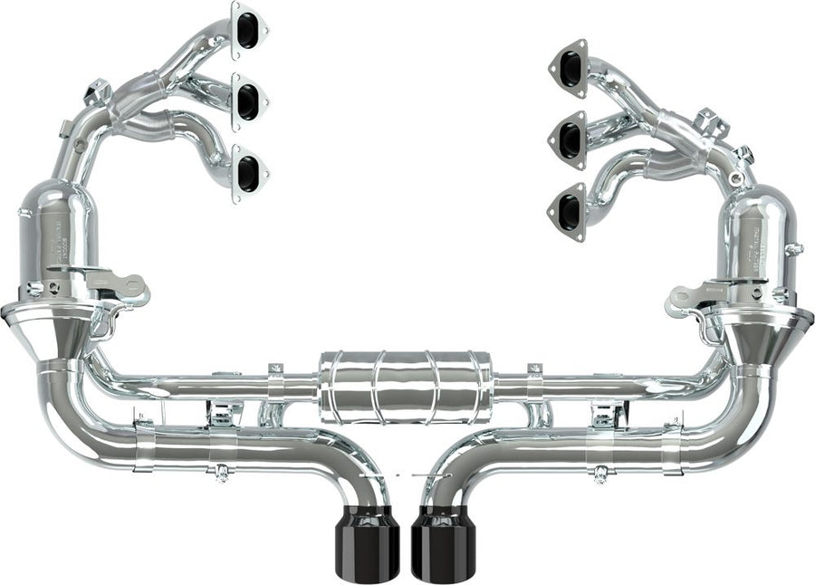 Porsche 992 GT3/RS - SET: 250 Cell Sport Cat Headers + Valved Exhaust, Exhaust Tips (OE Actuators)
