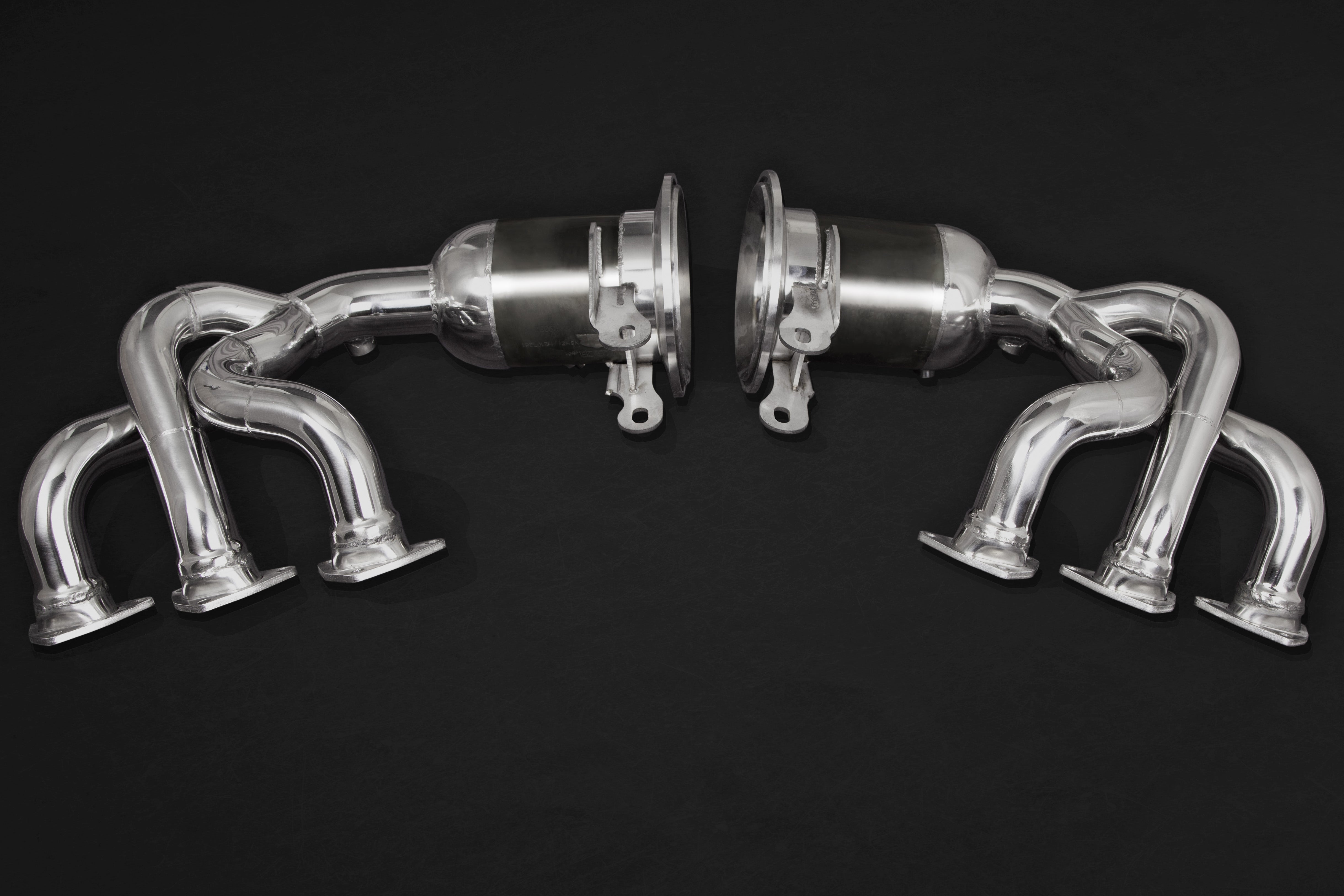 Porsche 992 GT3/RS - SET: 250 Cell Sport Cat Headers + Valved Exhaust, Exhaust Tips (OE Actuators)