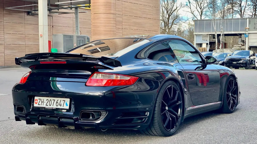 Moshammer 997.1 Turbo Rear Diffuser with rear wing — Porsche 997 Turbo rear detail