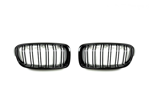 AutoTecknic Dual-Slat Glazing Black Front Grille Set - F30 3-Series