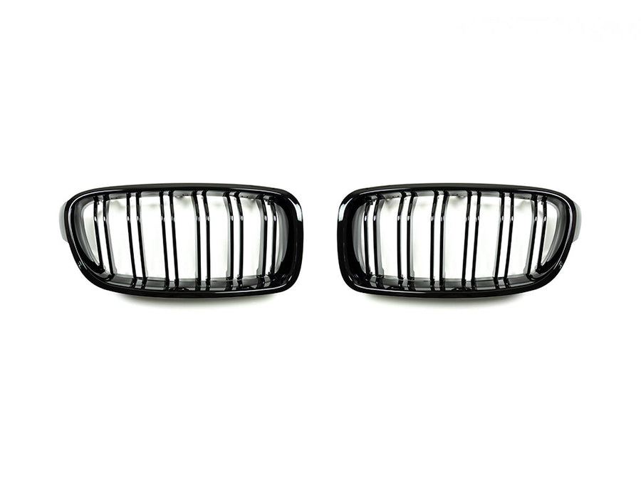 AutoTecknic Dual-Slat Glazing Black Front Grille Set - F30 3-Series