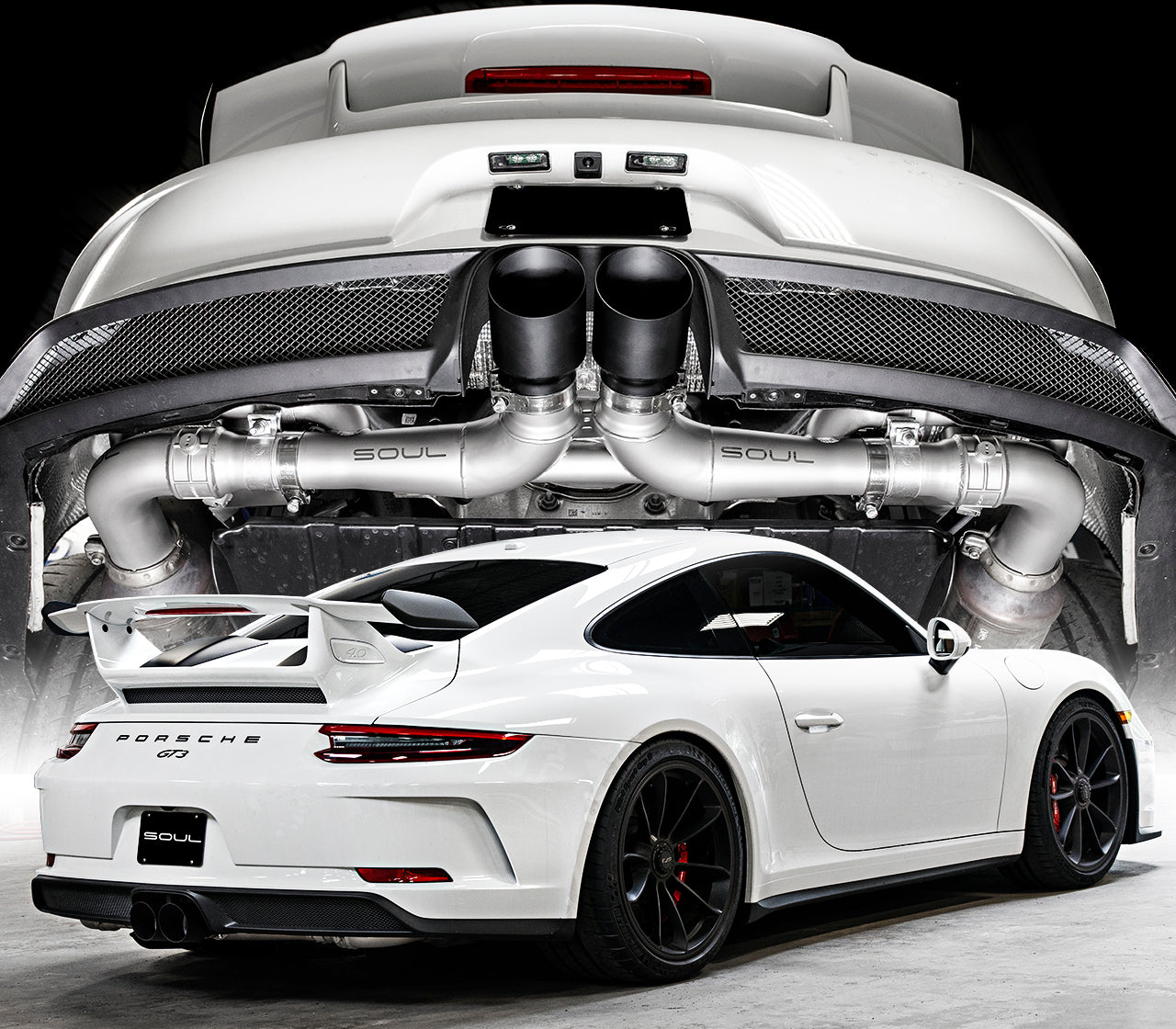 Porsche 991.1 / 991.2 GT3 Support Brackets (for SOUL Center Muffler Bypass Exhaust Only)