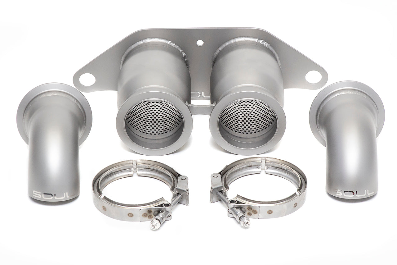 Porsche 992 GT3 Bolt-On Resonated Turn Down Exhaust Tips ONLY for SOUL Race Exhaust System