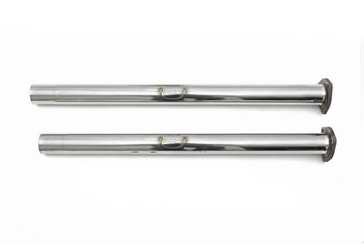 Replaces the restrictive factory secondary catalytic converters with freer-flowing straight-through pipes for maximum flow and performance.