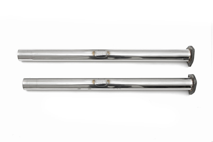 Replaces the restrictive factory secondary catalytic converters with freer-flowing straight-through pipes for maximum flow and performance.