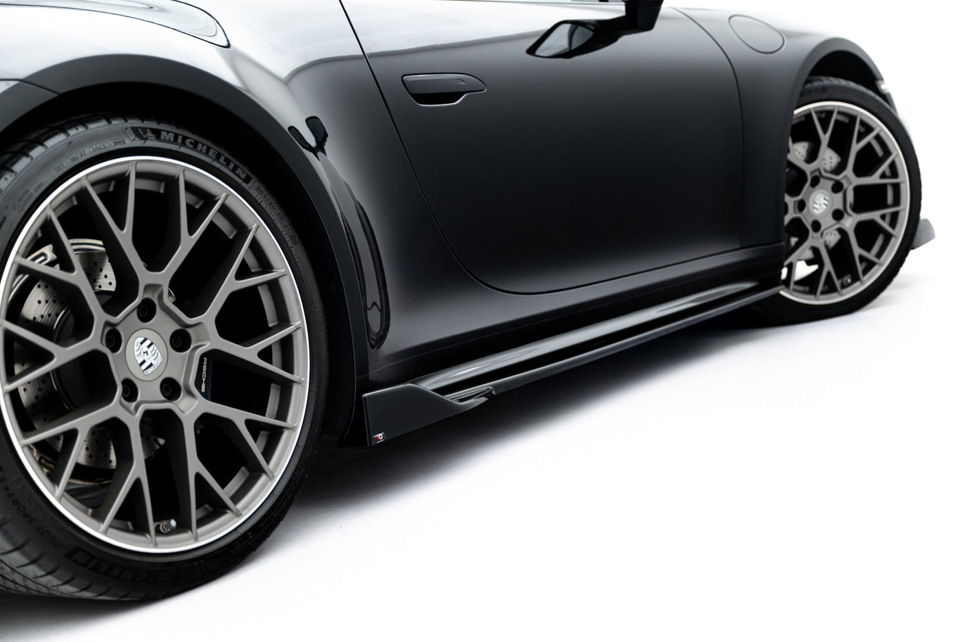 Porsche 911 (992) Carrera Sport Design Side Skirt Diffusers V2 — vehicle view