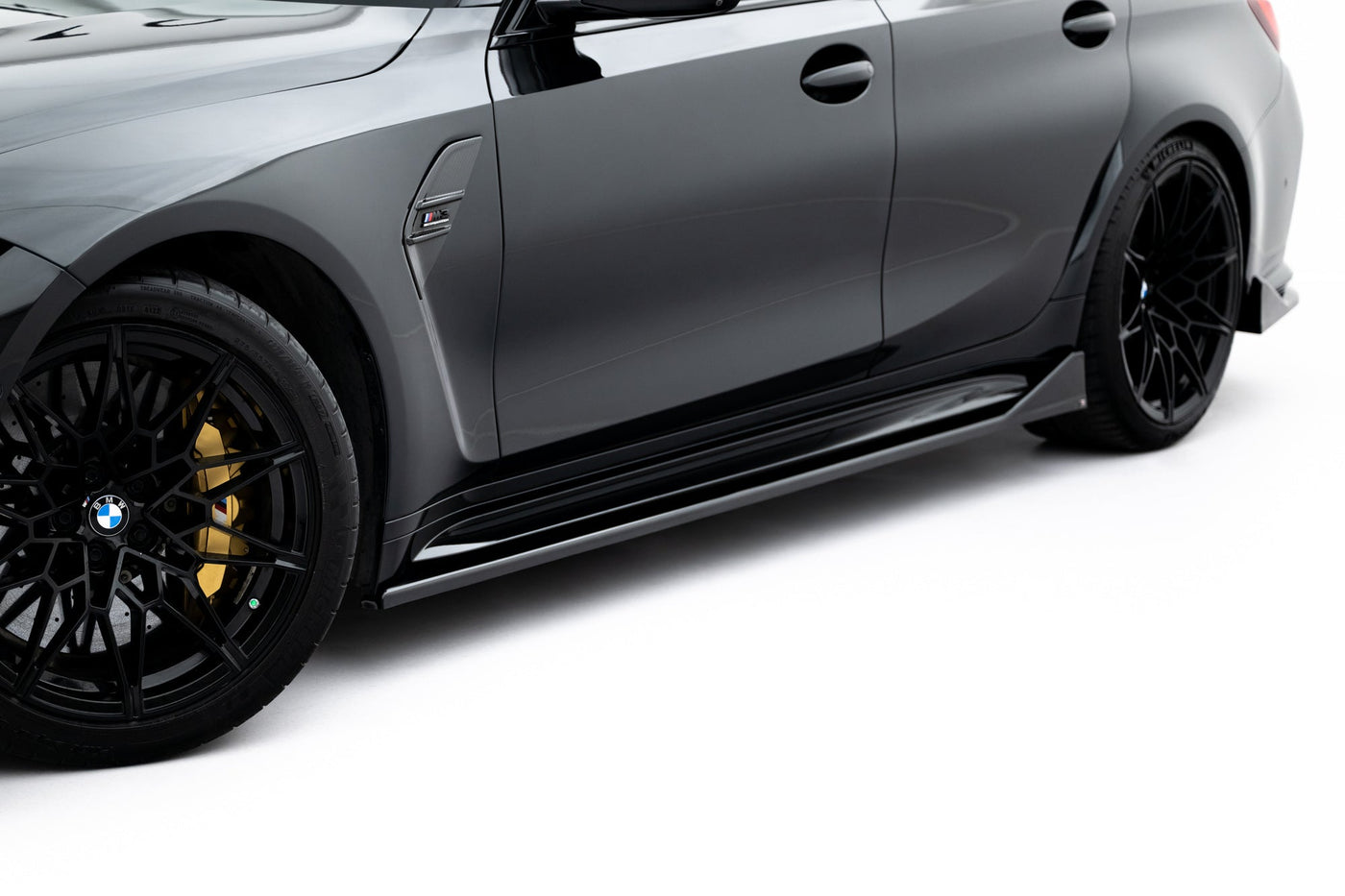 BMW M3 (G80) Side Skirt Diffusers V3 CSL Look — vehicle view