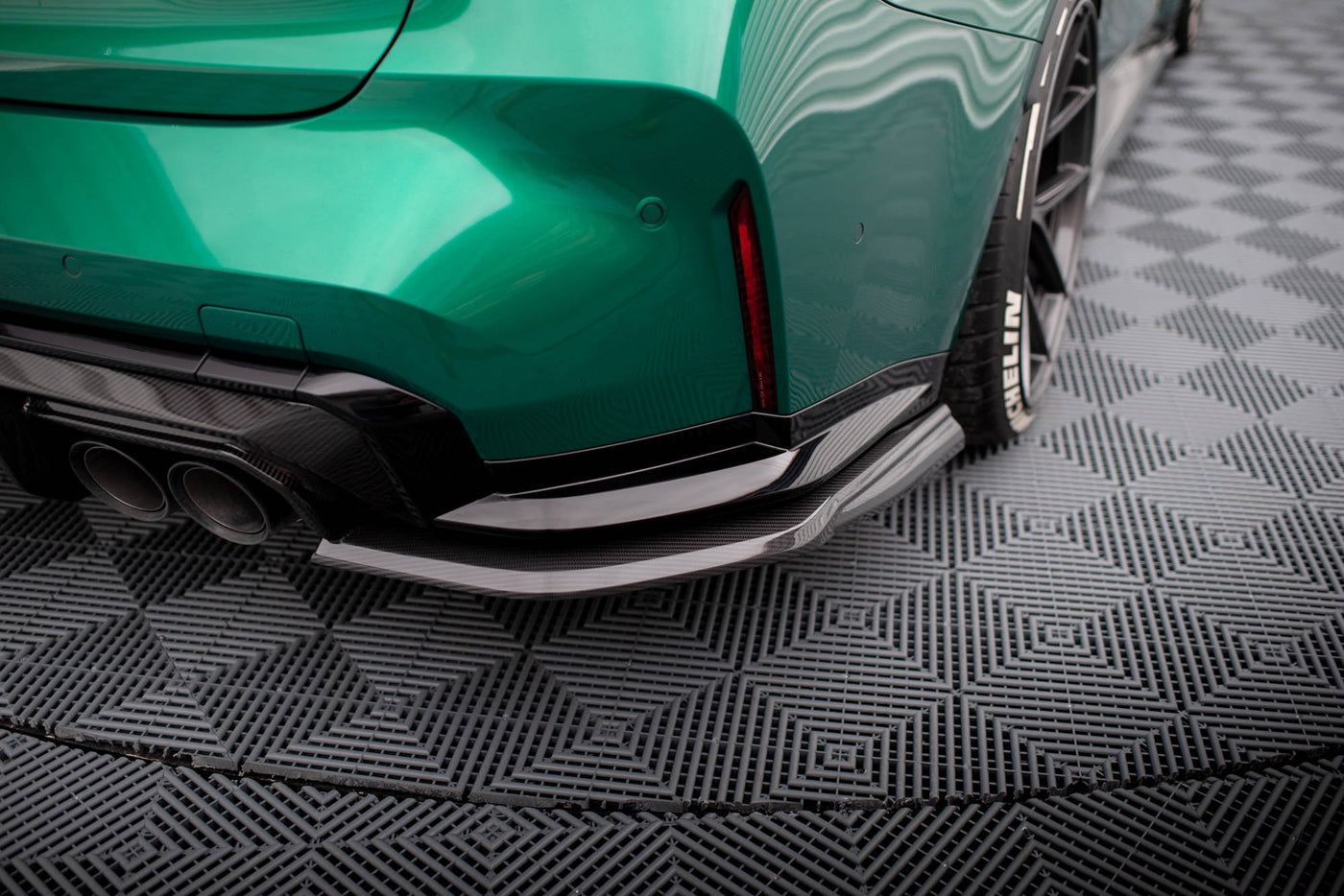 BMW M3 (G80) Carbon Fiber Rear Side Splitters — vehicle view