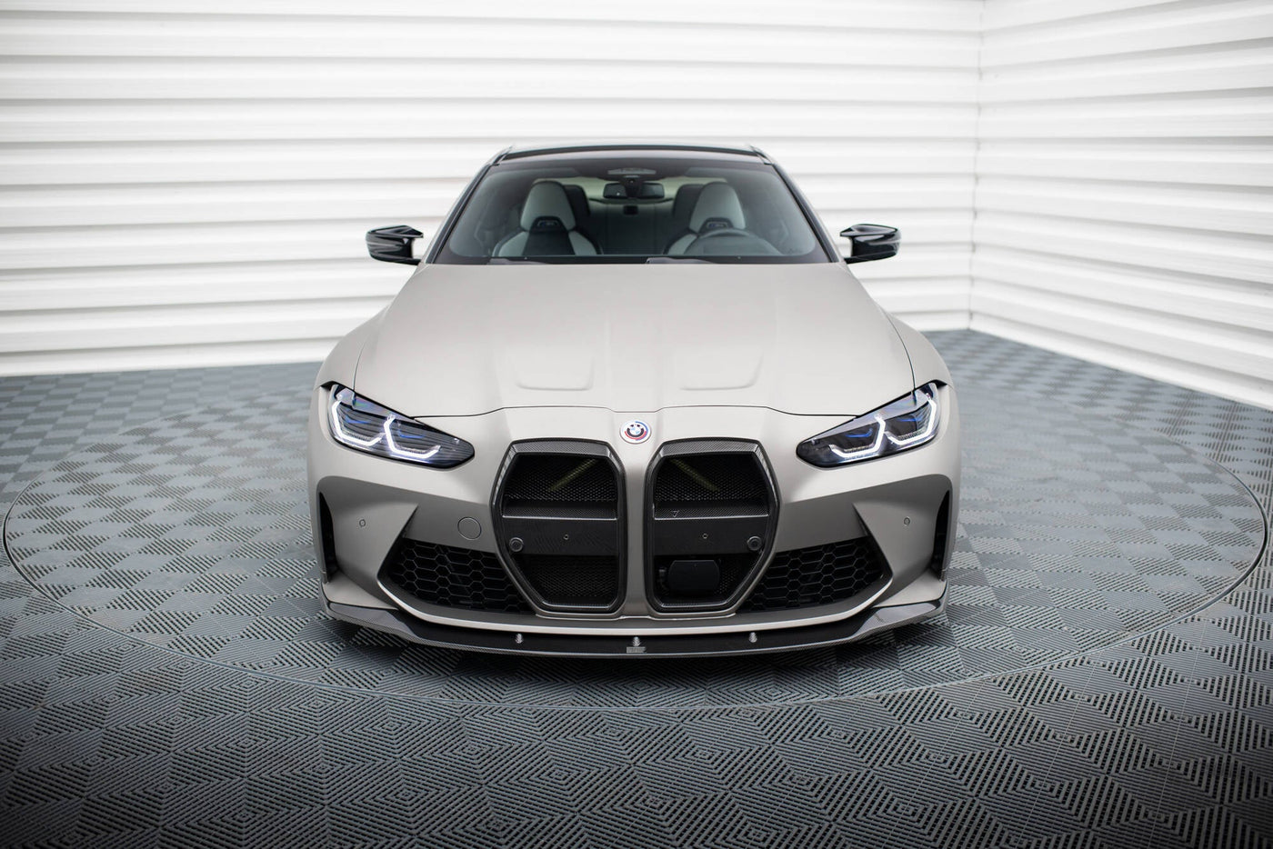 BMW M3 (G80) / M4 (G82) Carbon Fiber Front Splitter V3 — vehicle view