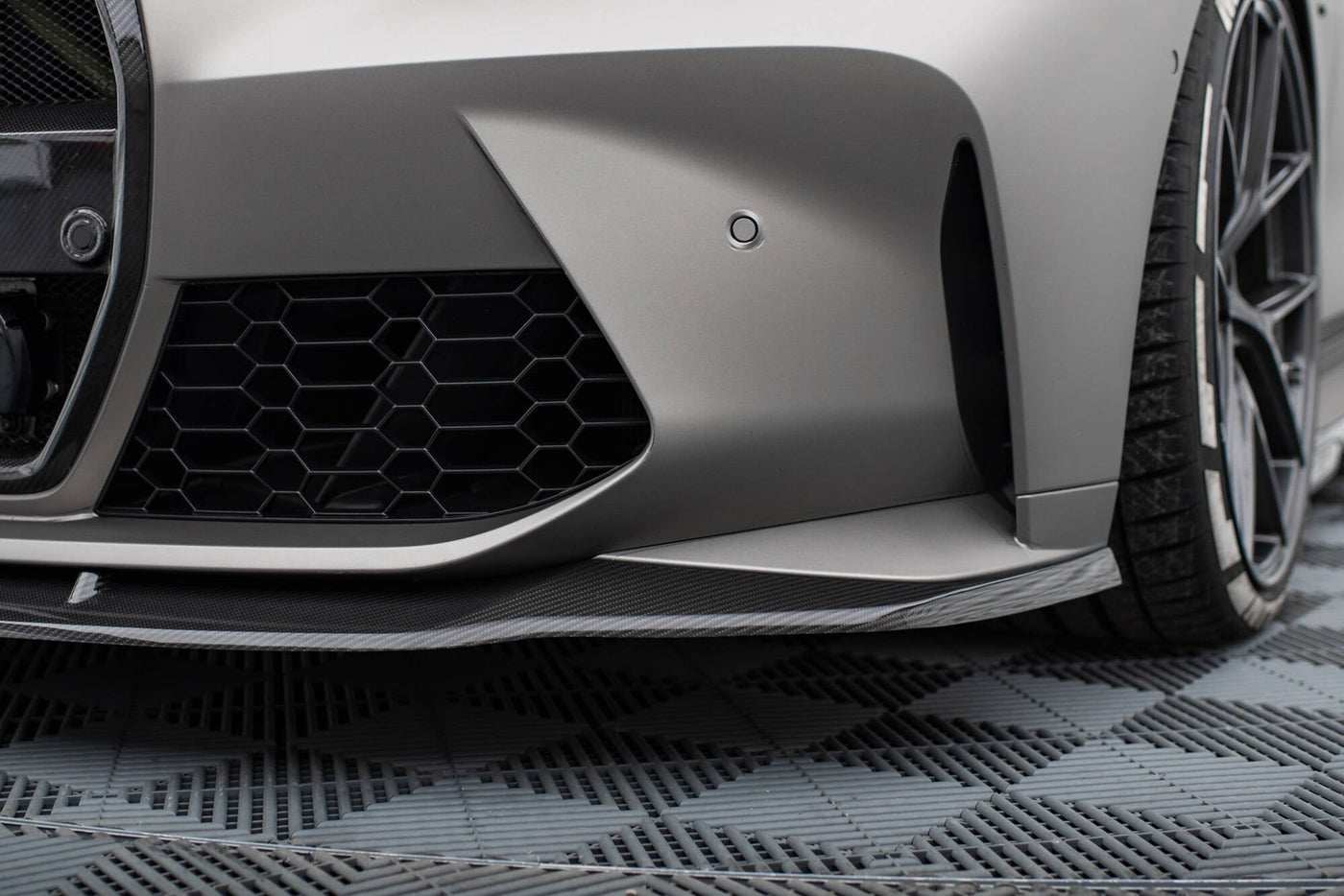 BMW M3 (G80) / M4 (G82) Carbon Fiber Front Splitter V3 — vehicle view