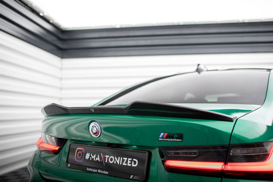 BMW M3 (G80) Carbon Fiber Tailgate Spoiler — vehicle view