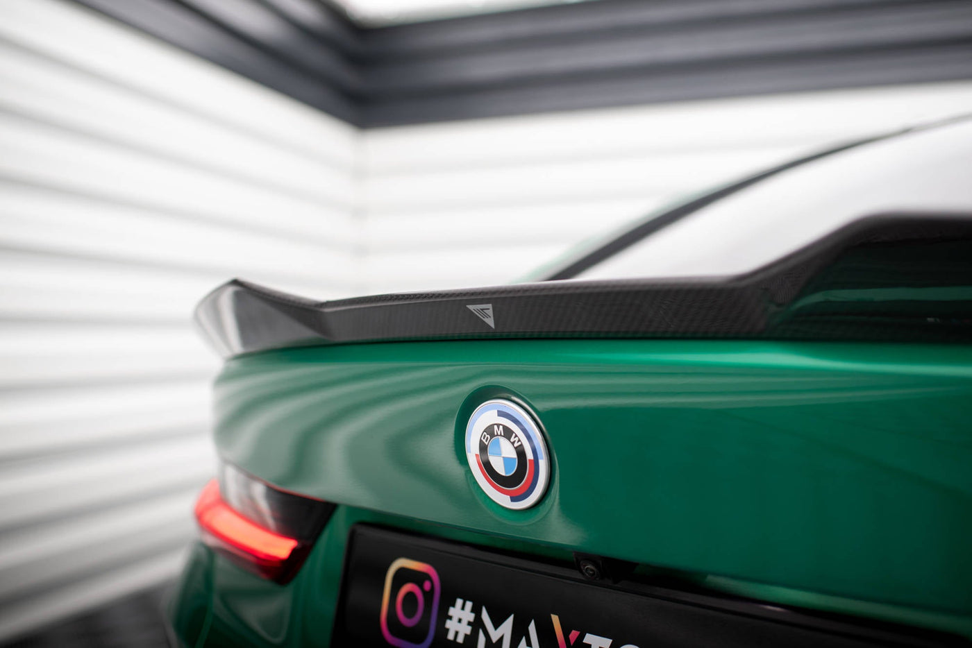 BMW M3 (G80) Carbon Fiber Tailgate Spoiler — vehicle view