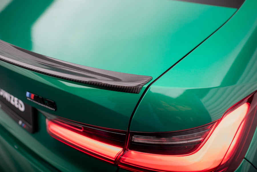 BMW M3 (G80) Carbon Fiber Tailgate Spoiler — vehicle view