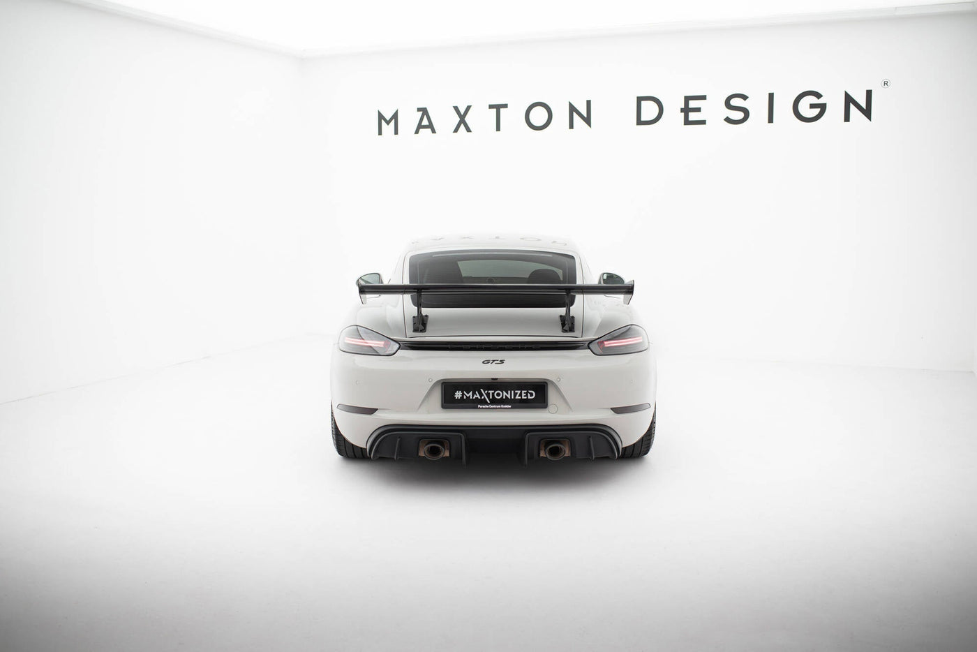 Porsche 718 Cayman Carbon Rear Wing — Internal Bracket Mount — vehicle view (V1)