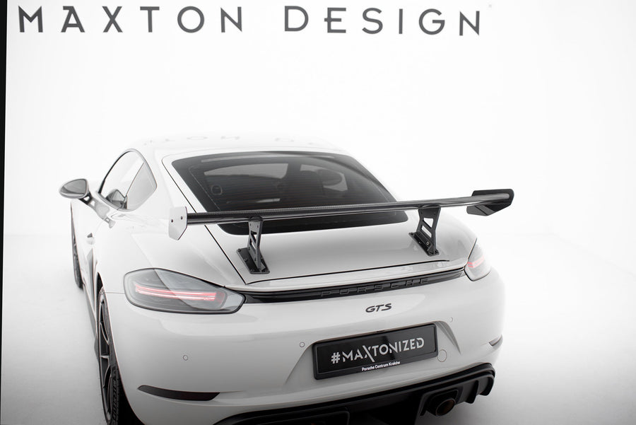 Porsche 718 Cayman Carbon Rear Wing — Internal Bracket Mount — vehicle view (V1)