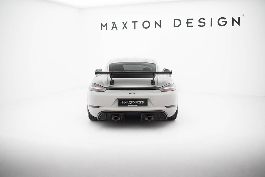 Porsche 718 Cayman Carbon Rear Wing — Internal Bracket Mount — vehicle view (V2)