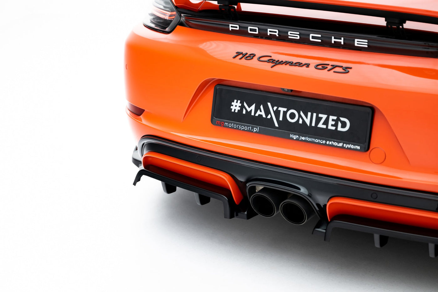 Porsche 718 Cayman GTS Rear Splitter — vehicle view