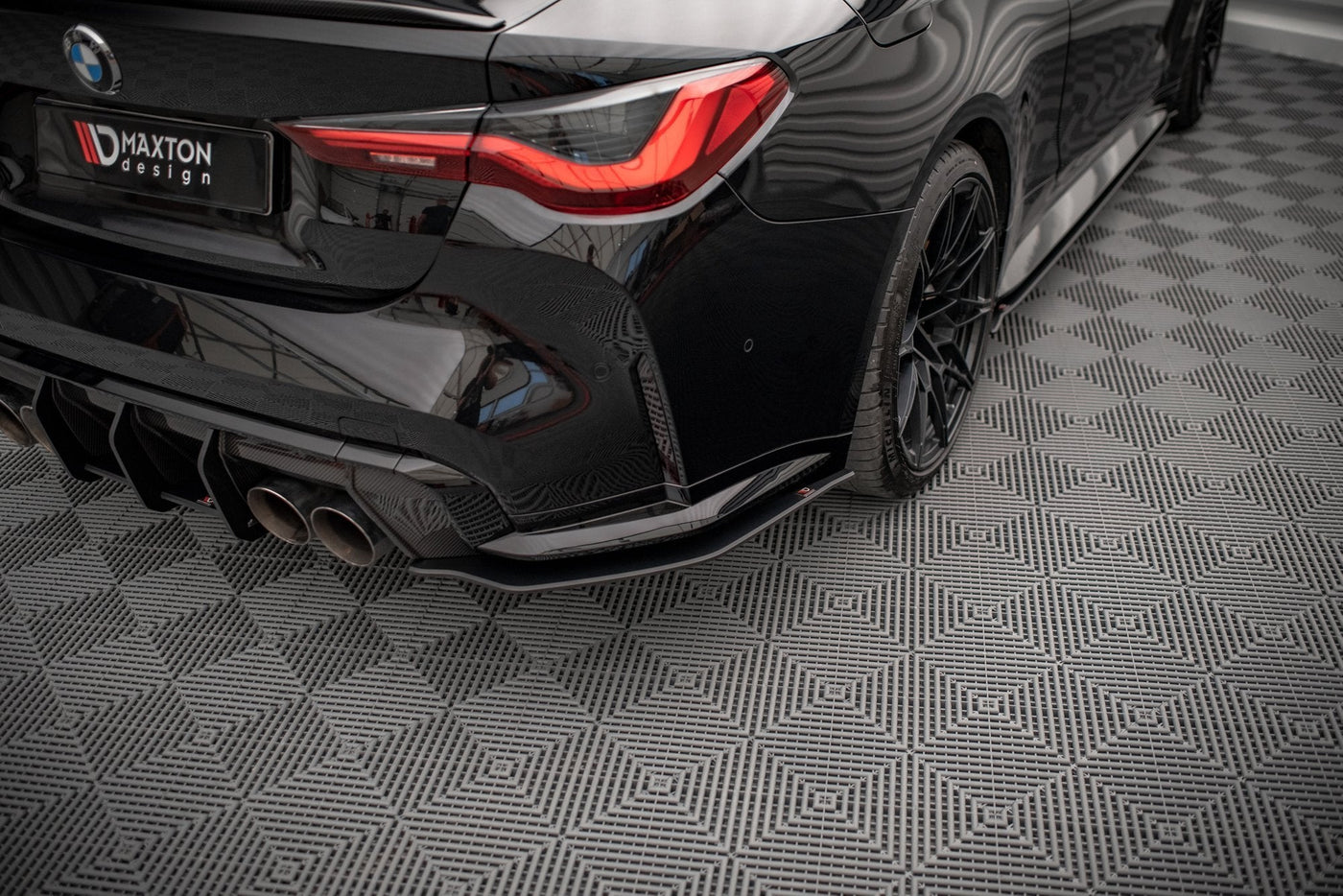 BMW M4 (G82) Street Pro Rear Side Splitters, white-background studio