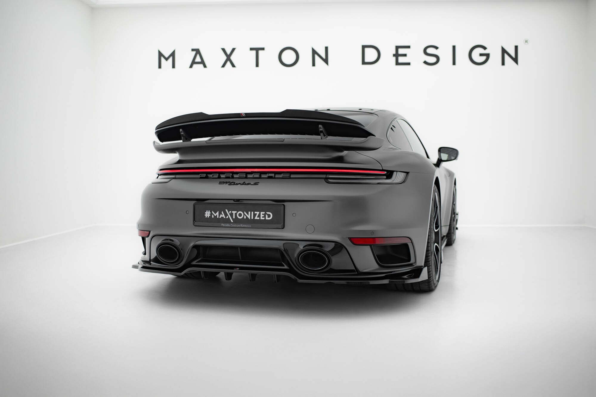 Porsche 911 (992) Turbo S Sport Package Spoiler Cap — vehicle view