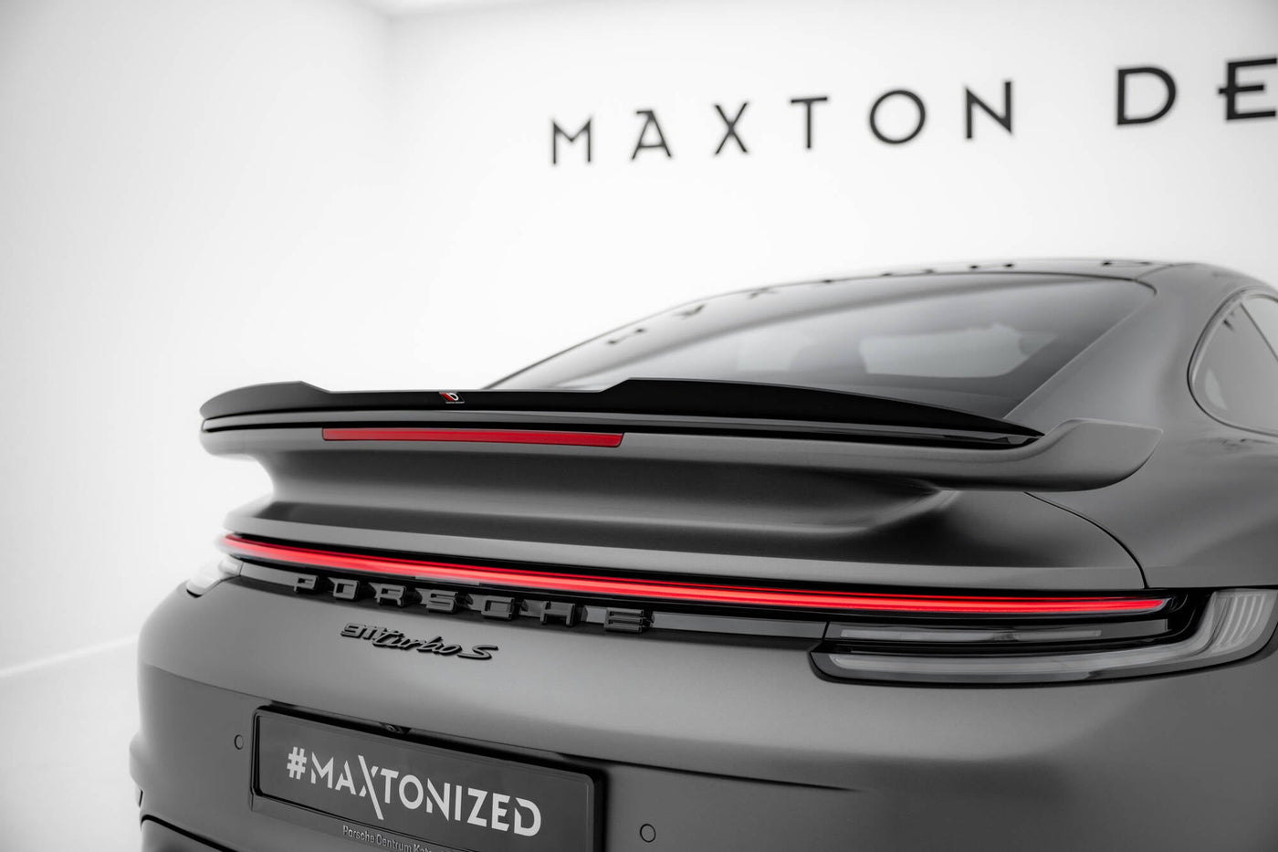 Porsche 911 (992) Turbo S Sport Package Spoiler Cap — vehicle view